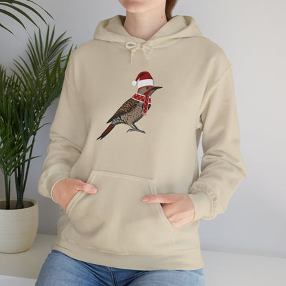 Northern Flicker Christmas Bird with Santa Hat Birdwatcher Birdlover Hoodie