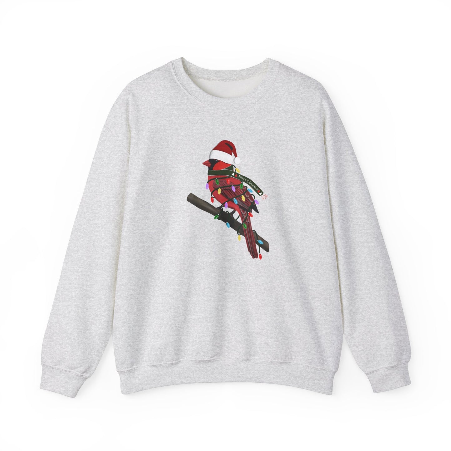 Cardinal with Fairy Lights Santa Claus Christmas Bird Sweatshirt