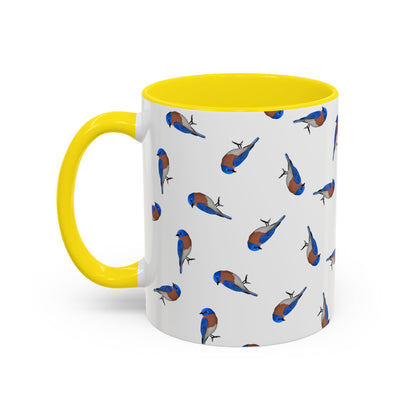 Bluebird All-Over Pattern Accent Mug | Colorful Bird Lover Gift for Birdwatchers