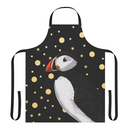 Puffin Golden Dots Birdlover Bird Art Apron Black