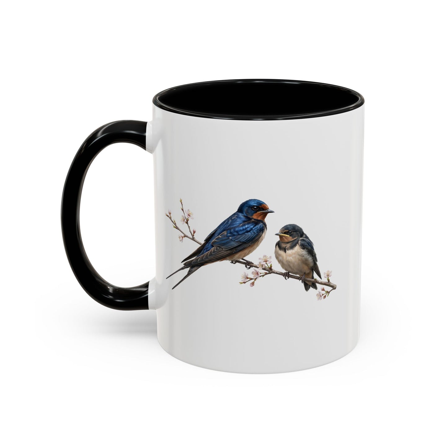 Barn Swallow & Fledgling Two-Tone Mug | Spring Bird Lover Gift