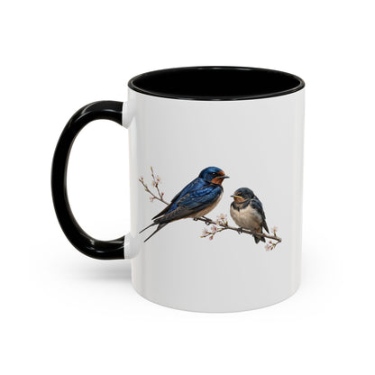 Barn Swallow & Fledgling Two-Tone Mug | Spring Bird Lover Gift