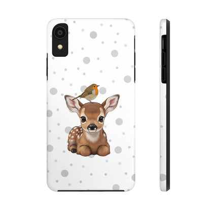 Cute Fawn with European Robin Animal iPhone Case - Dual-Layer PC/TPU Protective Cover for iPhone