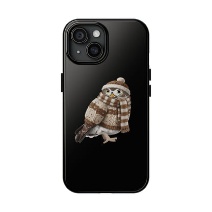 鳥のアートが描かれたフクロウの二層式iPhoneケース - 鳥類学者や鳥好きの方へのプレゼントに最適