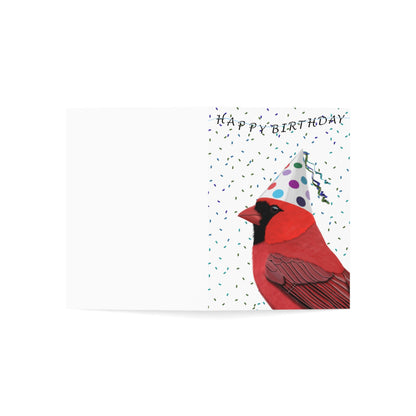 Northern Cardinal with Party Hat Birthday Card – Premium Matte Bird Greeting Card