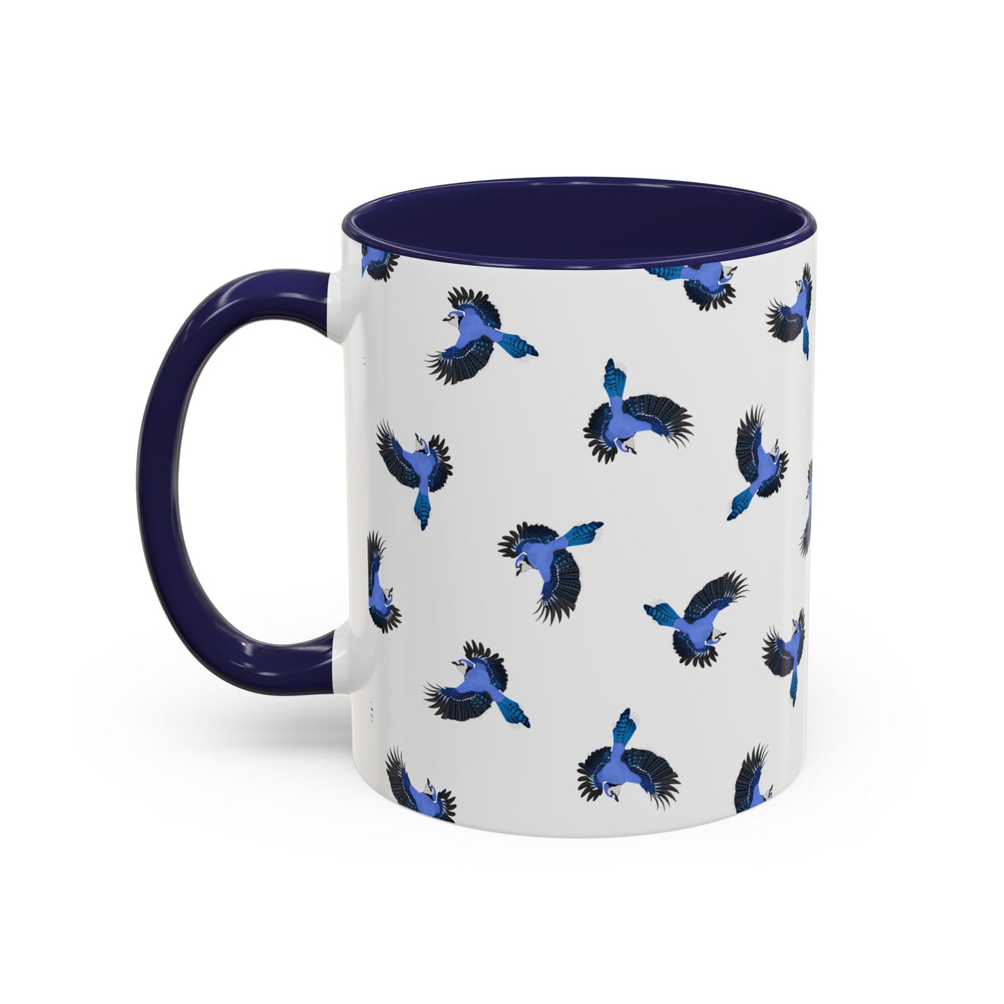 Blue Jay All-Over Pattern Accent Mug | Colorful Bird Lover Gift for Birdwatchers