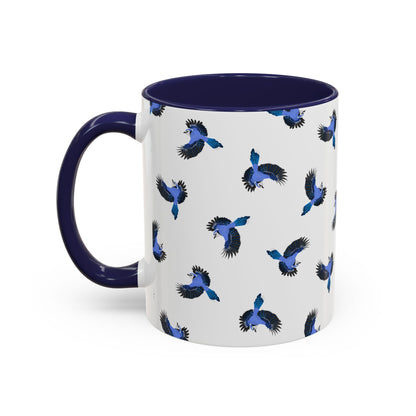 Blue Jay All-Over Pattern Accent Mug | Colorful Bird Lover Gift for Birdwatchers