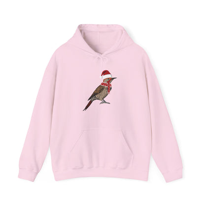 Northern Flicker Christmas Bird with Santa Hat Birdwatcher Birdlover Hoodie