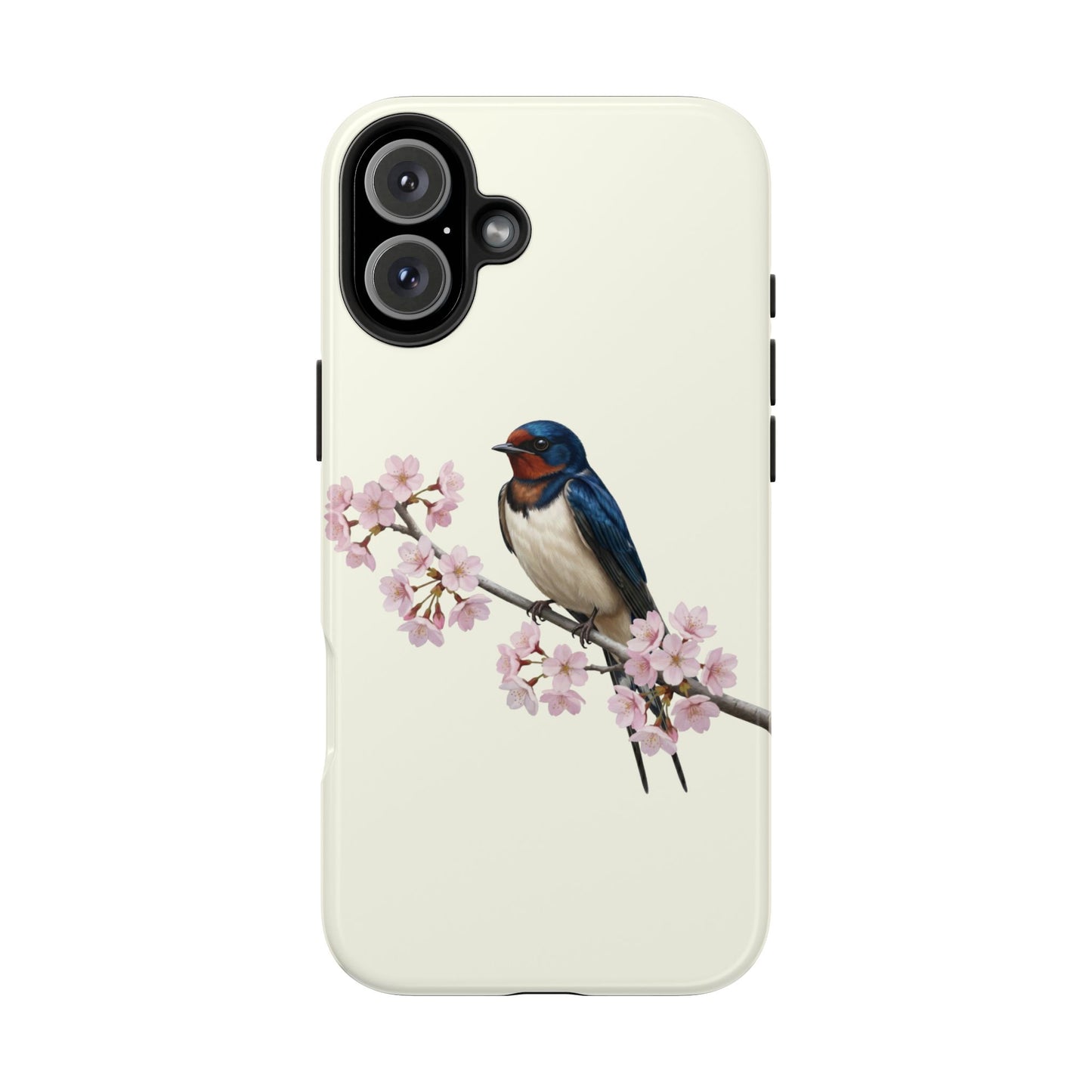 Barn Swallow & Cherry Blossom Tough iPhone Case Creamy White