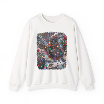 American Robin Christmas Sweatshirt – Tangled Lights Winter Crewneck