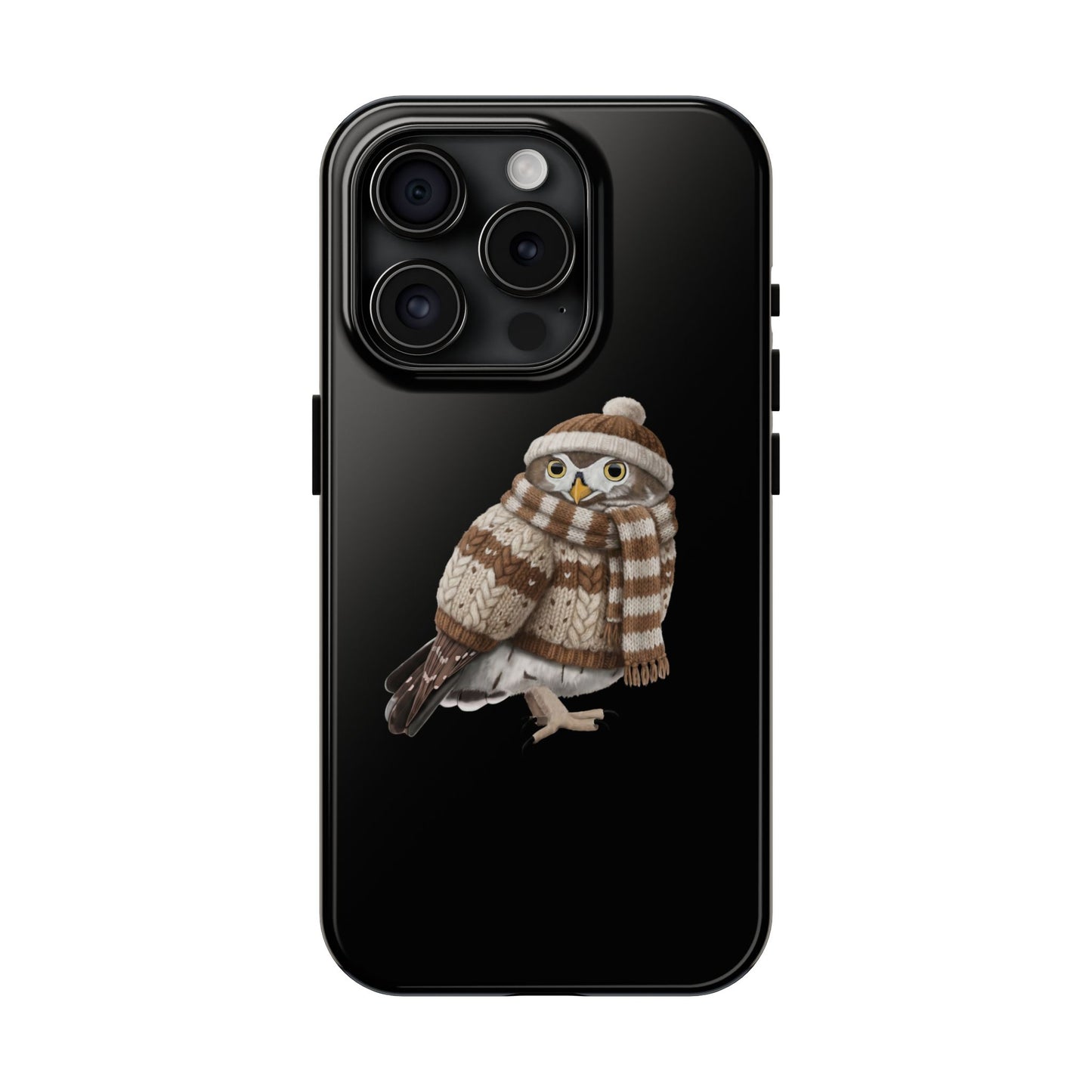 鳥のアートが描かれたフクロウの二層式iPhoneケース - 鳥類学者や鳥好きの方へのプレゼントに最適