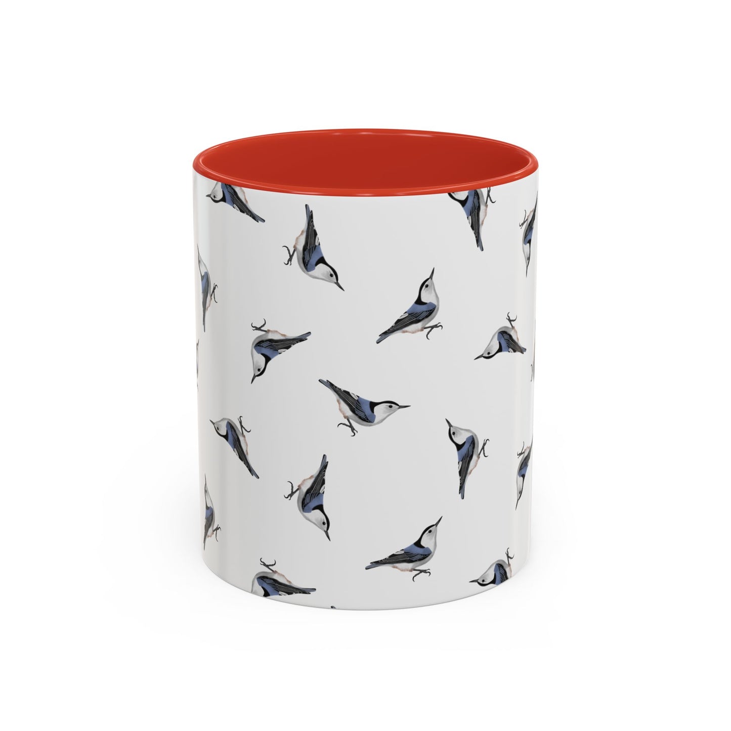 Nuthatch All-Over Pattern Accent Mug | Colorful Bird Lover Gift for Birdwatchers – 11oz,