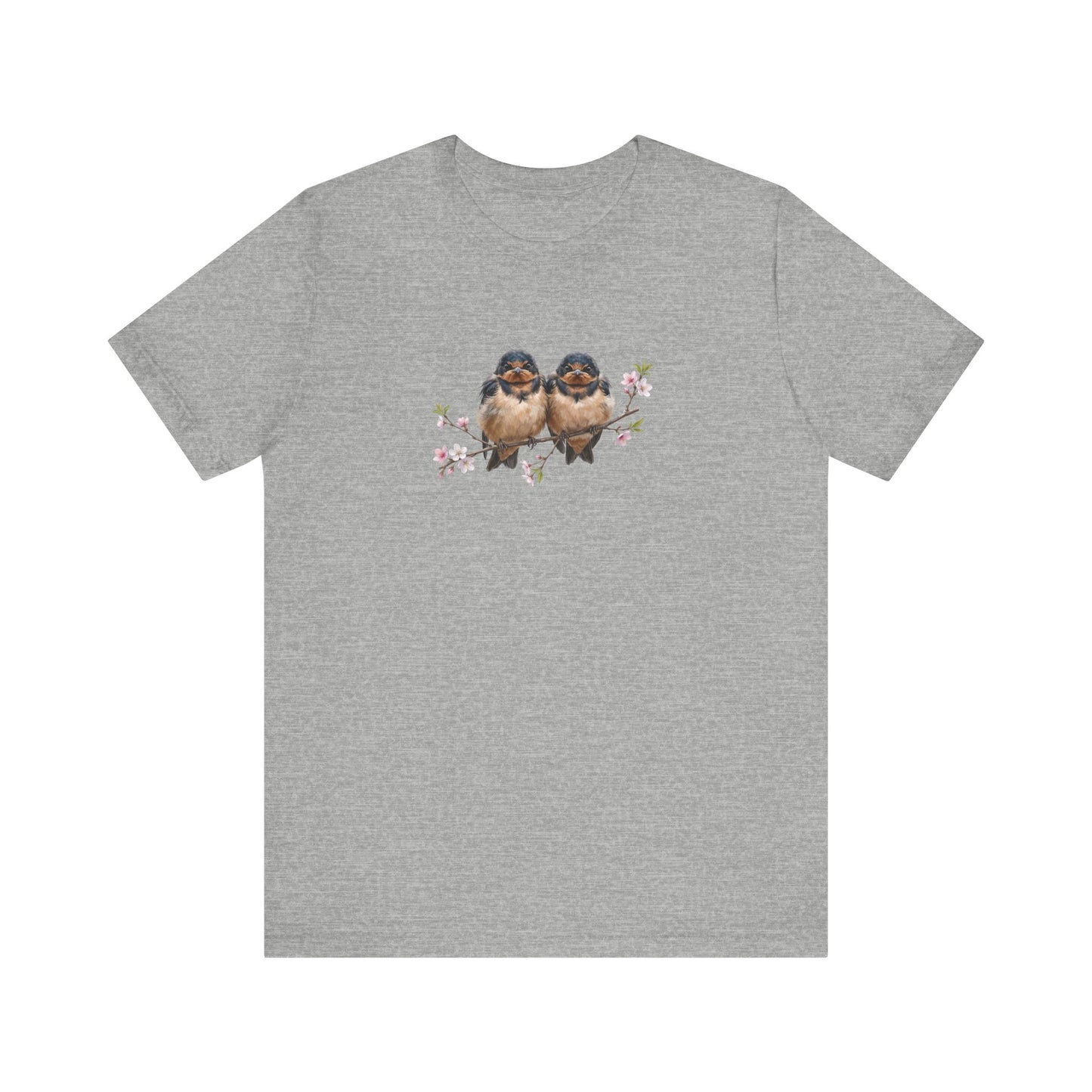 Barn Swallow Fledgling T-Shirt | Spring Blossoms Unisex Graphic Tee for Bird Watchers