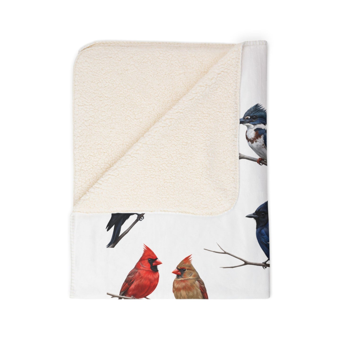 American Birds Fleece Sherpa Blanket (60"x80") - Thick, Ultra-Soft & Cozy Throw for Bird Lovers