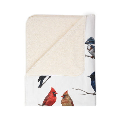 American Birds Fleece Sherpa Blanket (60"x80") - Thick, Ultra-Soft & Cozy Throw for Bird Lovers