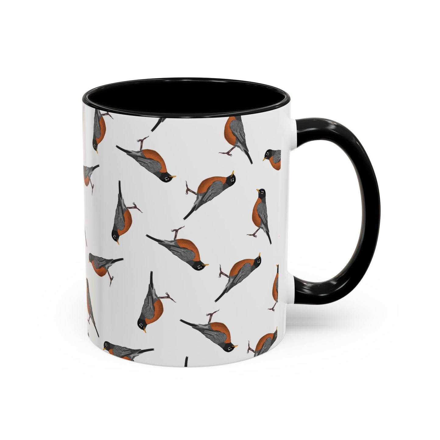 American Robin All-Over Pattern Accent Mug | Colorful Bird Lover Gift for Birdwatchers