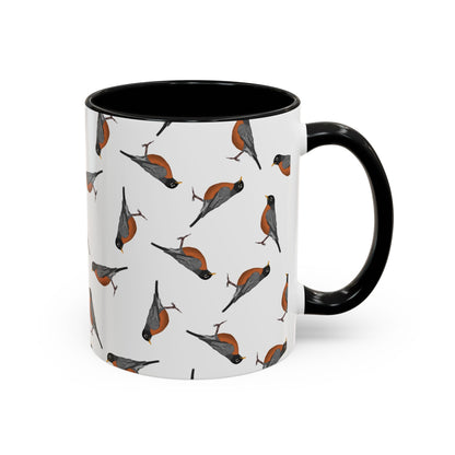 American Robin All-Over Pattern Accent Mug | Colorful Bird Lover Gift for Birdwatchers