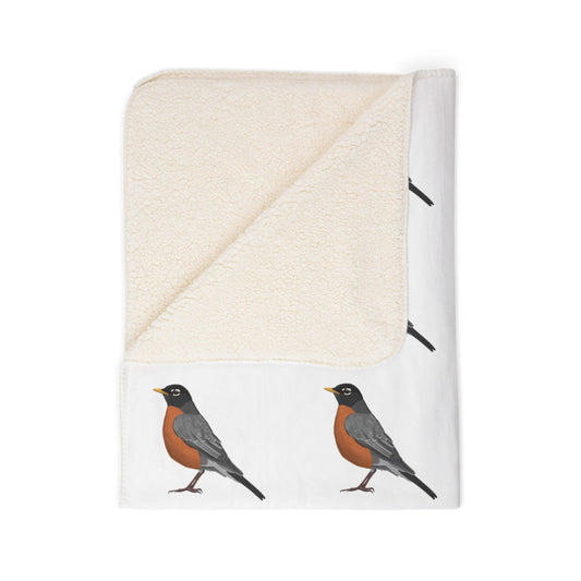 American Robin Art Fleece Sherpa Blanket (60"x80") - Thick, Ultra-Soft & Cozy Throw for Bird Lovers