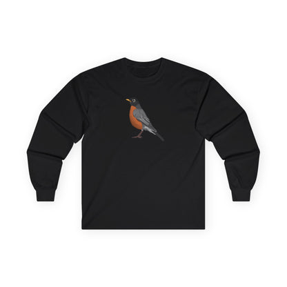 American Robin Birding & Birdwatching Bird Cotton Long Sleeve T-Shirt