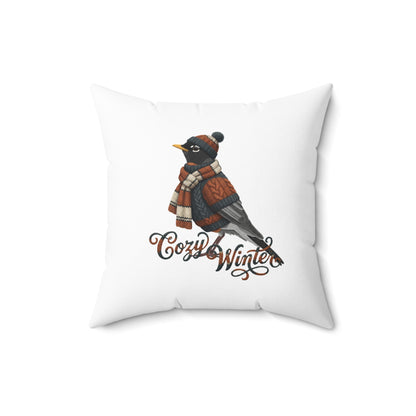 American Robin Cozy Winter Christmas Bird Pillow – Double-Sided Bird Art – The Perfect Gift for Bird Lovers