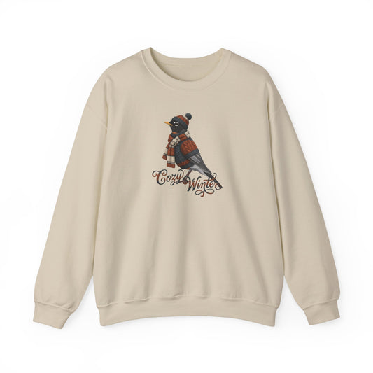 American Robin Cozy Winter Sweatshirt | Bird Watcher Crewneck | Unisex Songbirds Wearing Knit Gift for Bird Lovers