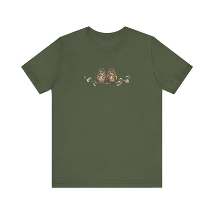 American Robin Fledgling T-Shirt | Spring Blossoms Unisex Graphic Tee for Bird Watchers