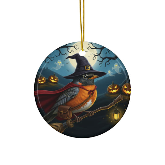 American Robin Halloween Ornaments, 2-Sided Witchy Bird Decor, Spooky Decorations, Halloween Gifts