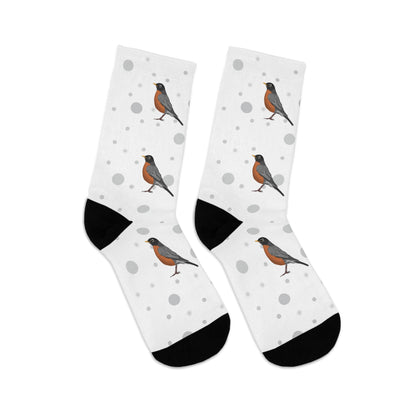 American Robin Socks White Bird Socks for Bird Lovers One Size