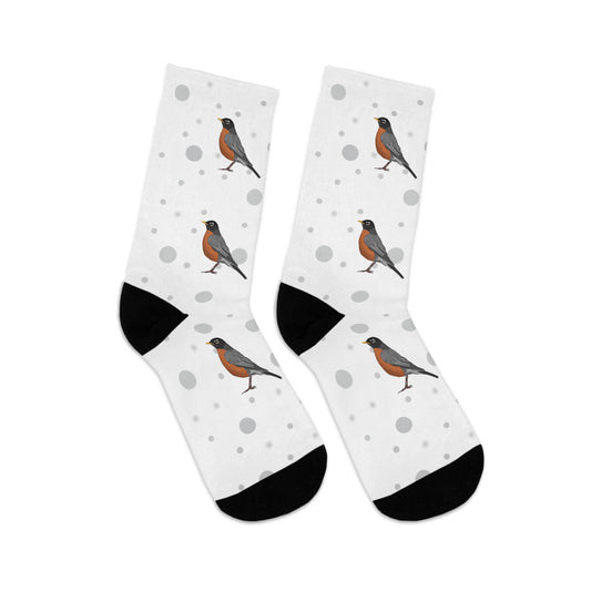 American Robin Socks White Bird Socks for Bird Lovers One Size