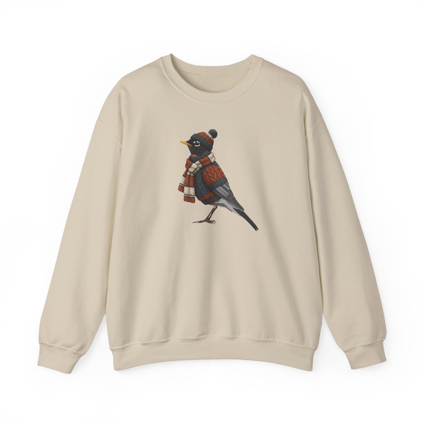 American Robin Winter Sweatshirt | Bird Watcher Crewneck | Unisex Songbirds Wearing Knit Gift for Bird Lovers