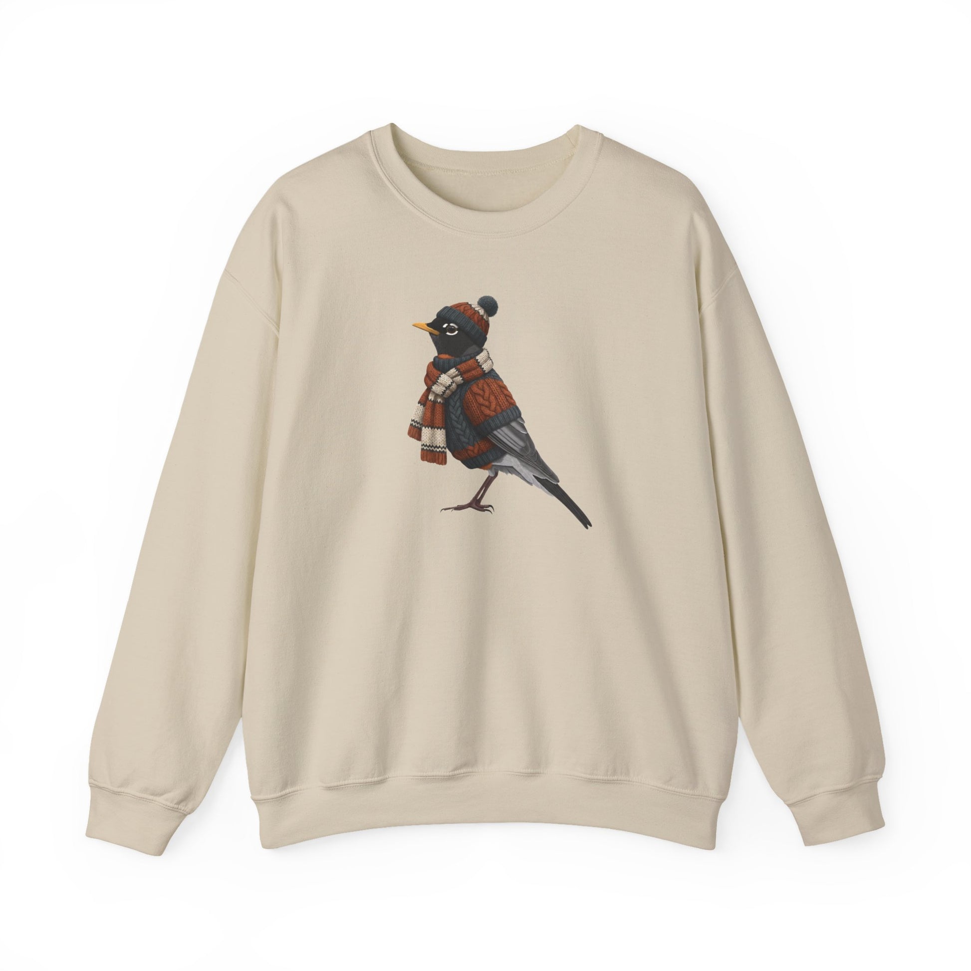 American Robin Winter Sweatshirt | Bird Watcher Crewneck | Unisex Songbirds Wearing Knit Gift for Bird Lovers