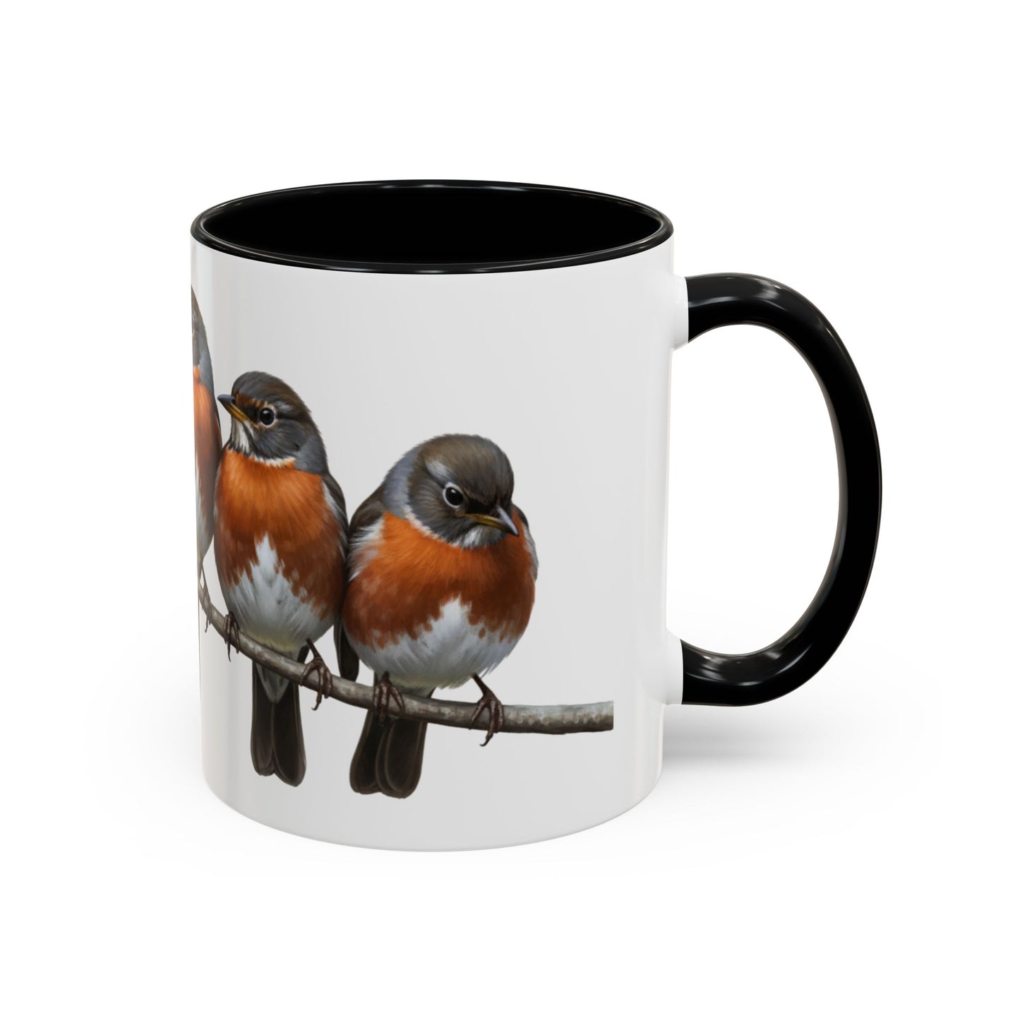 American Robins on a Branch Ceramic Bird Coffee Mug – Custom Gift for Bird Watchers