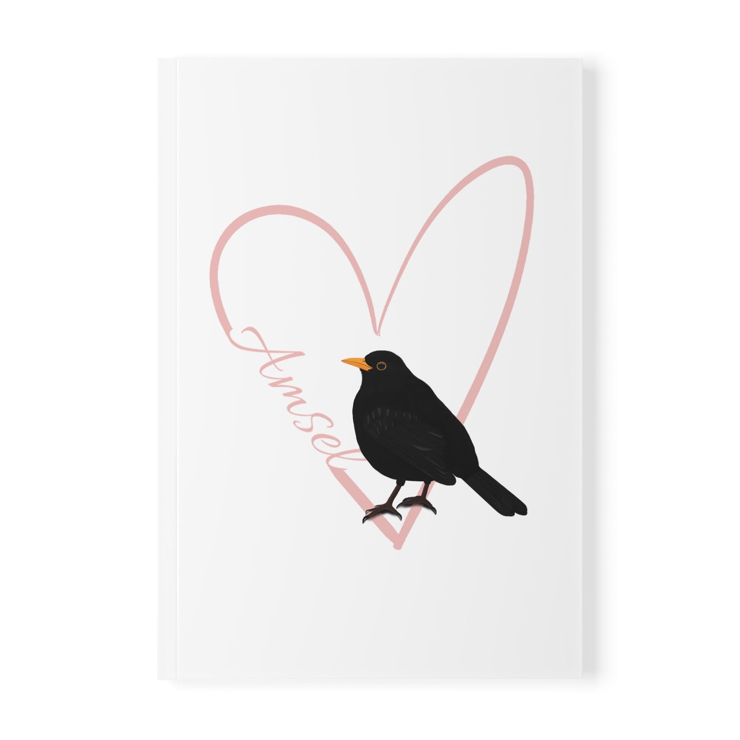 Amsel Notizbuch Vogel mit Herz A5 Softcover 150 Seiten Liniert Weiß
