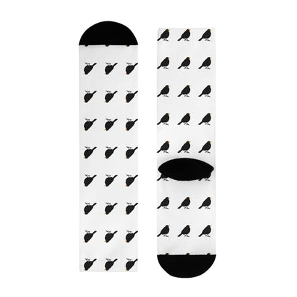 Amsel Vogel Socken für Vogelfreunde & Vogelbeobachter Weiß