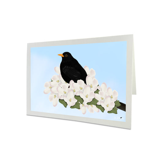 Amsel im Frühling Vogel Glückwunschkarte mit Umschlag