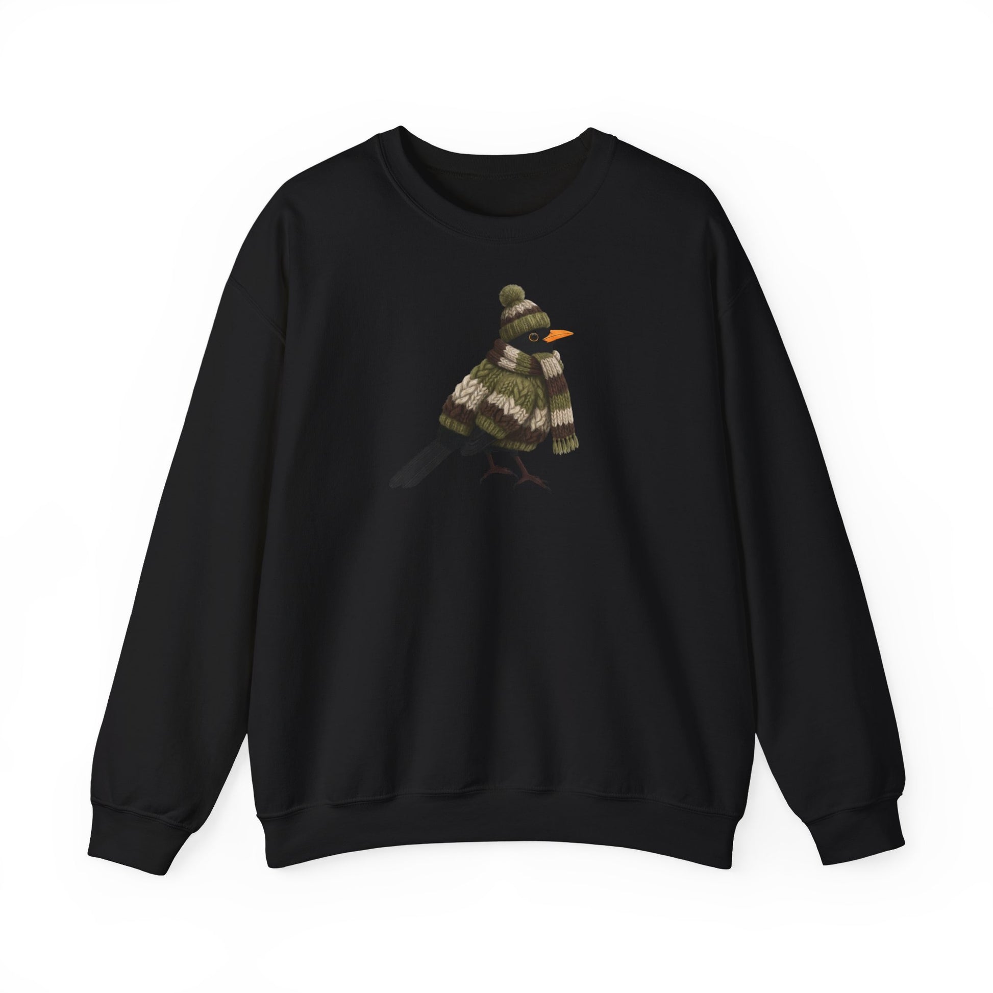 Amsel in Strick Weihnachts-Sweatshirt | Unisex Vogel Sweater für Vogelfreunde & Vogelbeobachter