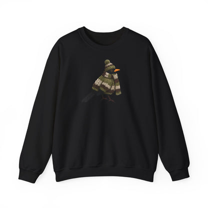 Amsel in Strick Weihnachts-Sweatshirt | Unisex Vogel Sweater für Vogelfreunde & Vogelbeobachter
