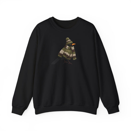 Amsel in Strick Weihnachts-Sweatshirt | Unisex Vogel Sweater für Vogelfreunde & Vogelbeobachter