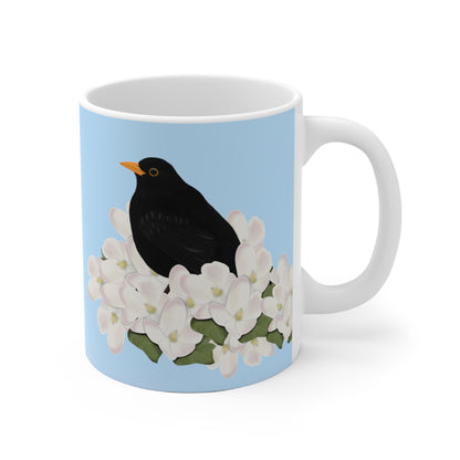 Amsel mit Apfelblüten im Frühling Vogel Tasse für Vogelfreunde