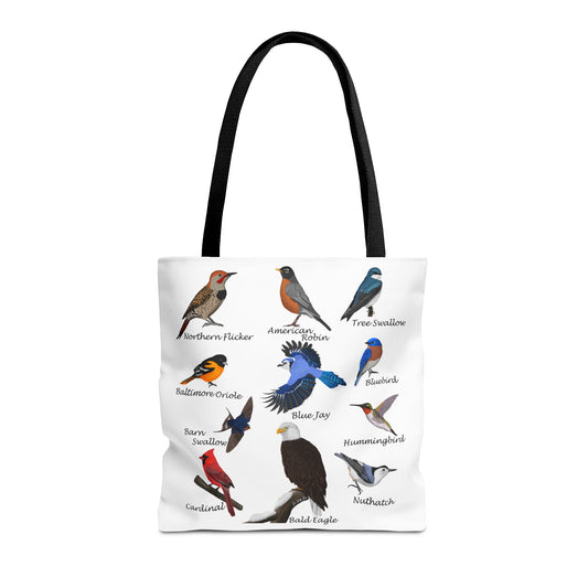 Backyard Birds Tote Bag 16"x16" Blue Jay Cardinal Bluebird Hummingbird for Bird Lovers