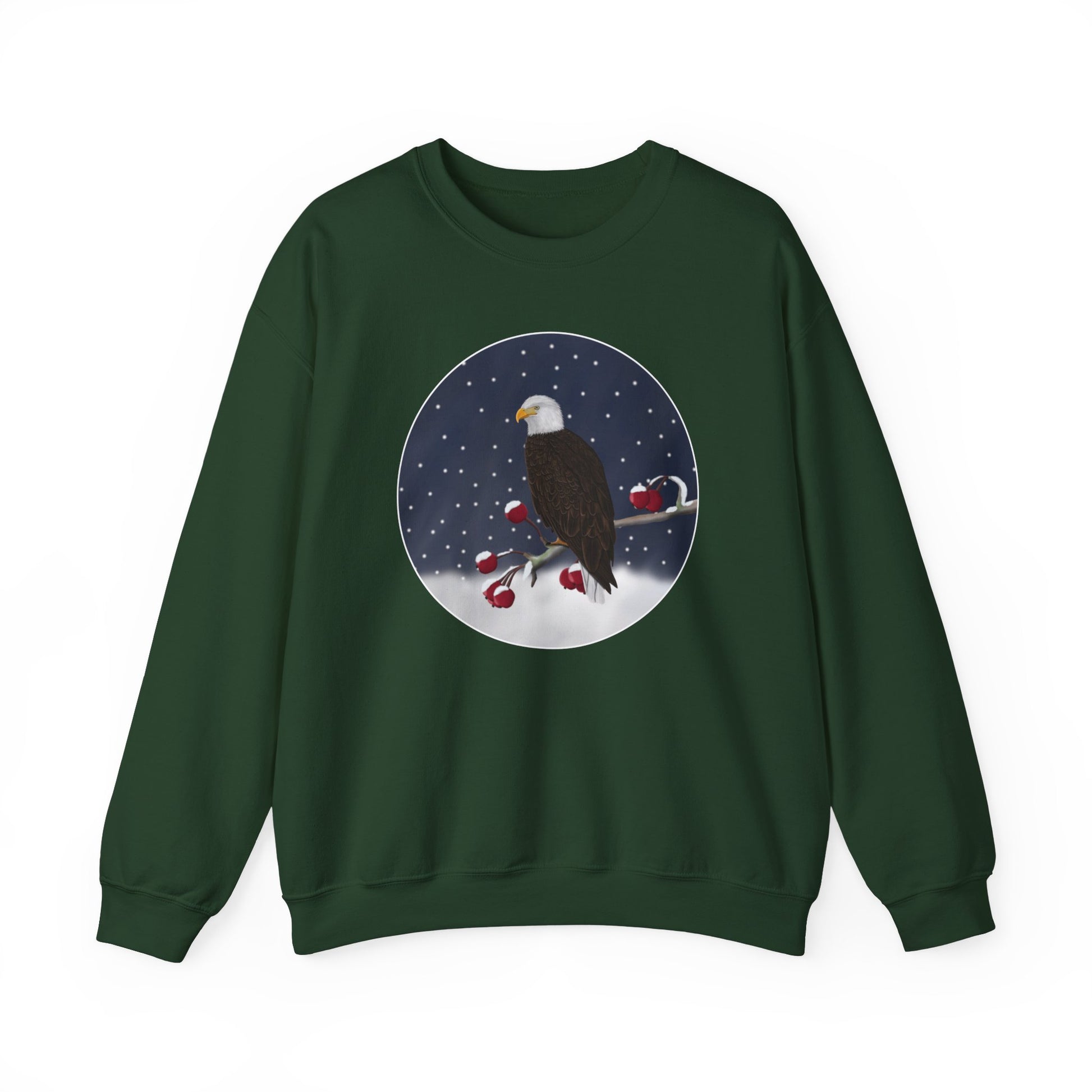 Bald Eagle on a Winter Branch Birdwatcher Christmas Bird Sweatshirt