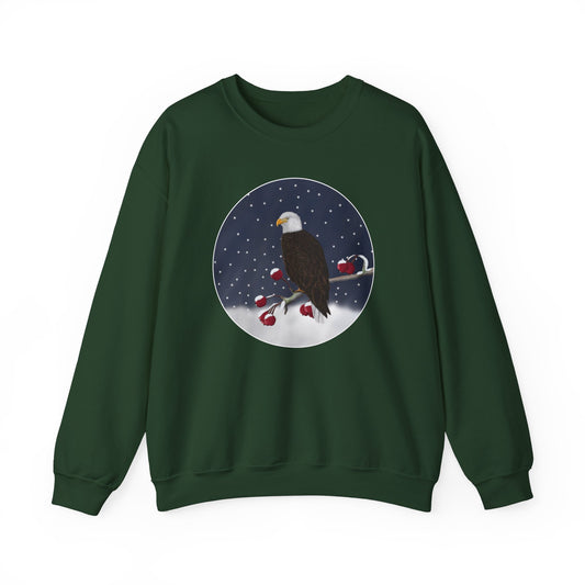 Bald Eagle on a Winter Branch Birdwatcher Christmas Bird Sweatshirt