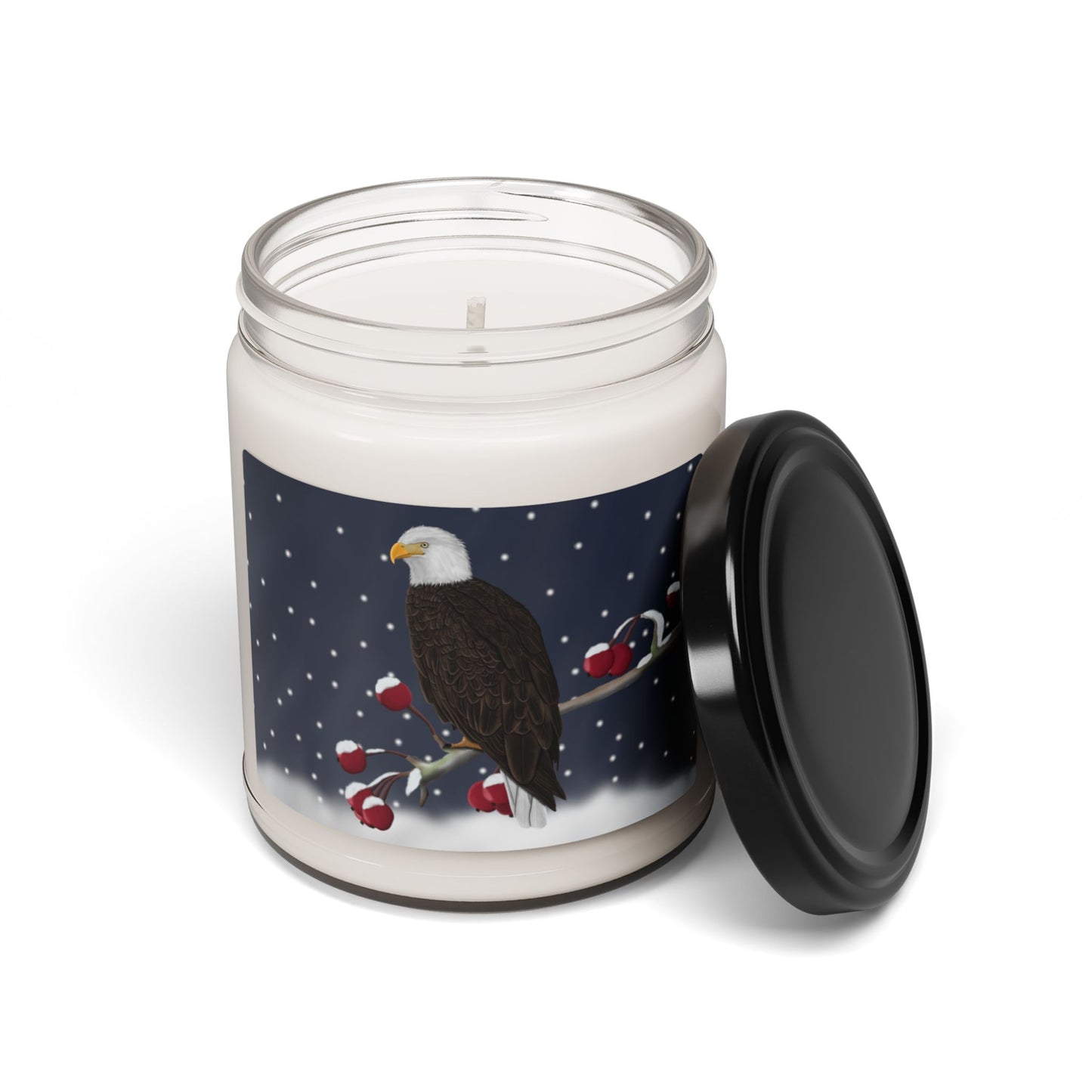 Bald Eagle on a Winter Branch Christmas Bird Art Scented Soy Candle, 9oz