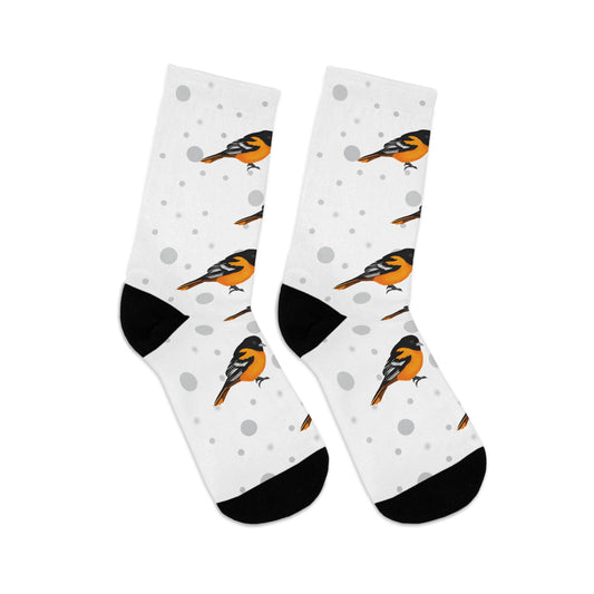 Baltimore Oriole Socks White Bird Socks for Bird Lovers One Size