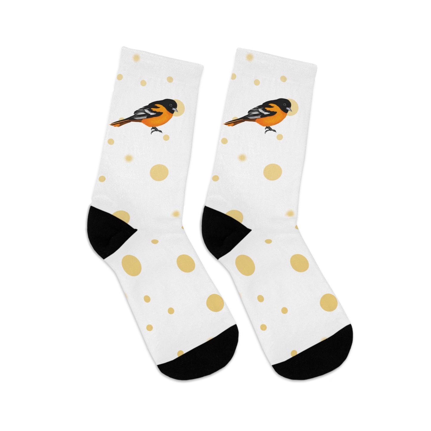 Baltimore Oriole with Golden Dots Birding & Birdwatching Bird Socks White