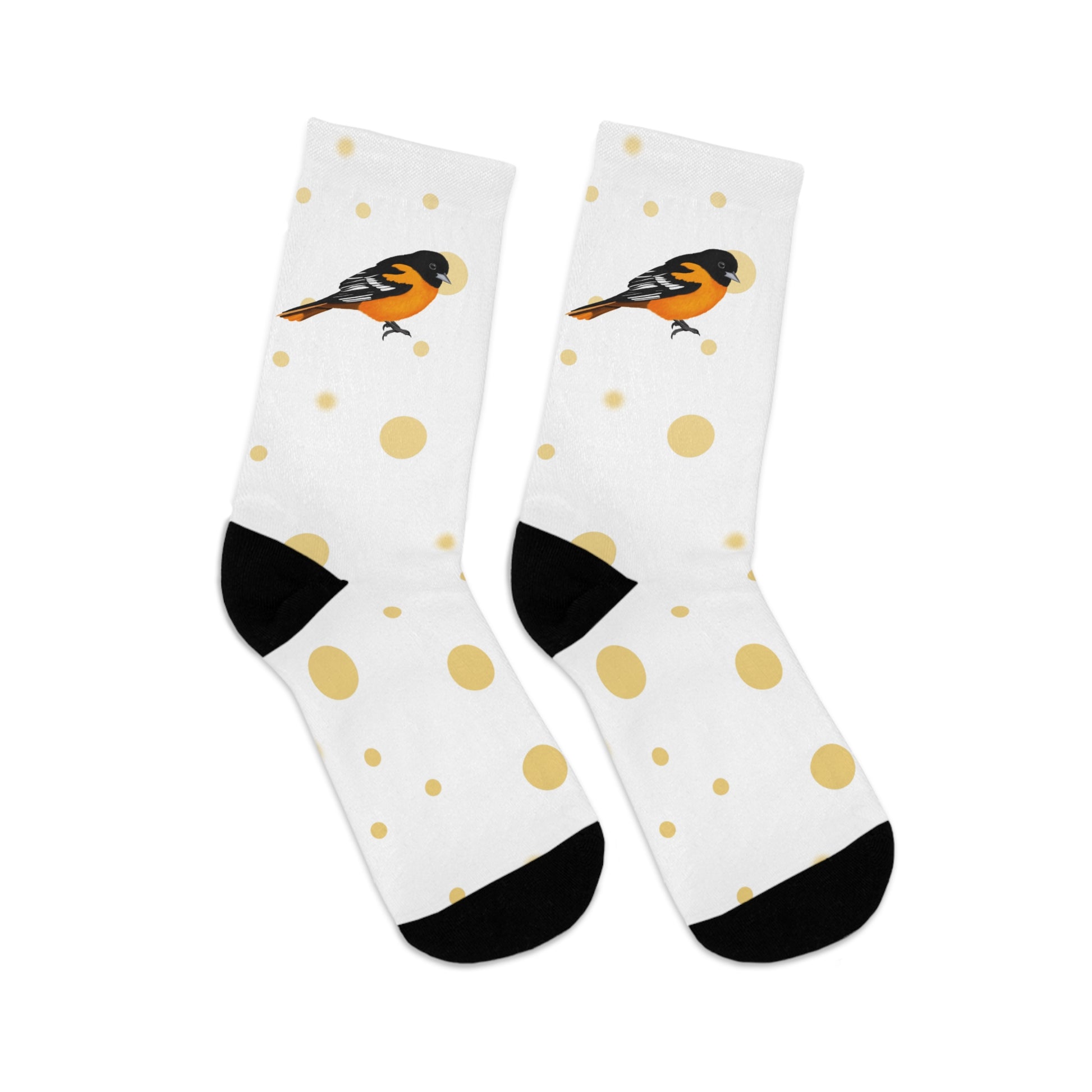 Baltimore Oriole with Golden Dots Birding & Birdwatching Bird Socks White