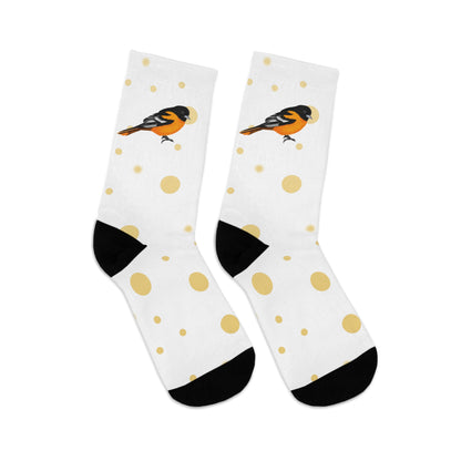 Baltimore Oriole with Golden Dots Birding & Birdwatching Bird Socks White
