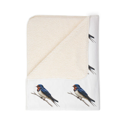 Barn Swallow Art Fleece Sherpa Blanket (60"x80") - Thick, Ultra-Soft & Cozy Throw for Bird Lovers