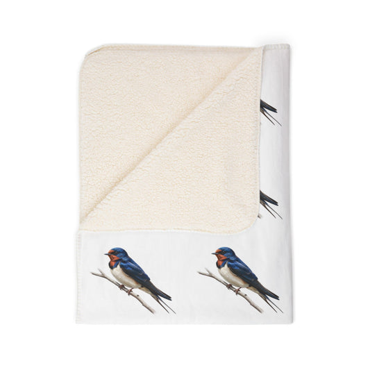 Barn Swallow Art Fleece Sherpa Blanket (60"x80") - Thick, Ultra-Soft & Cozy Throw for Bird Lovers