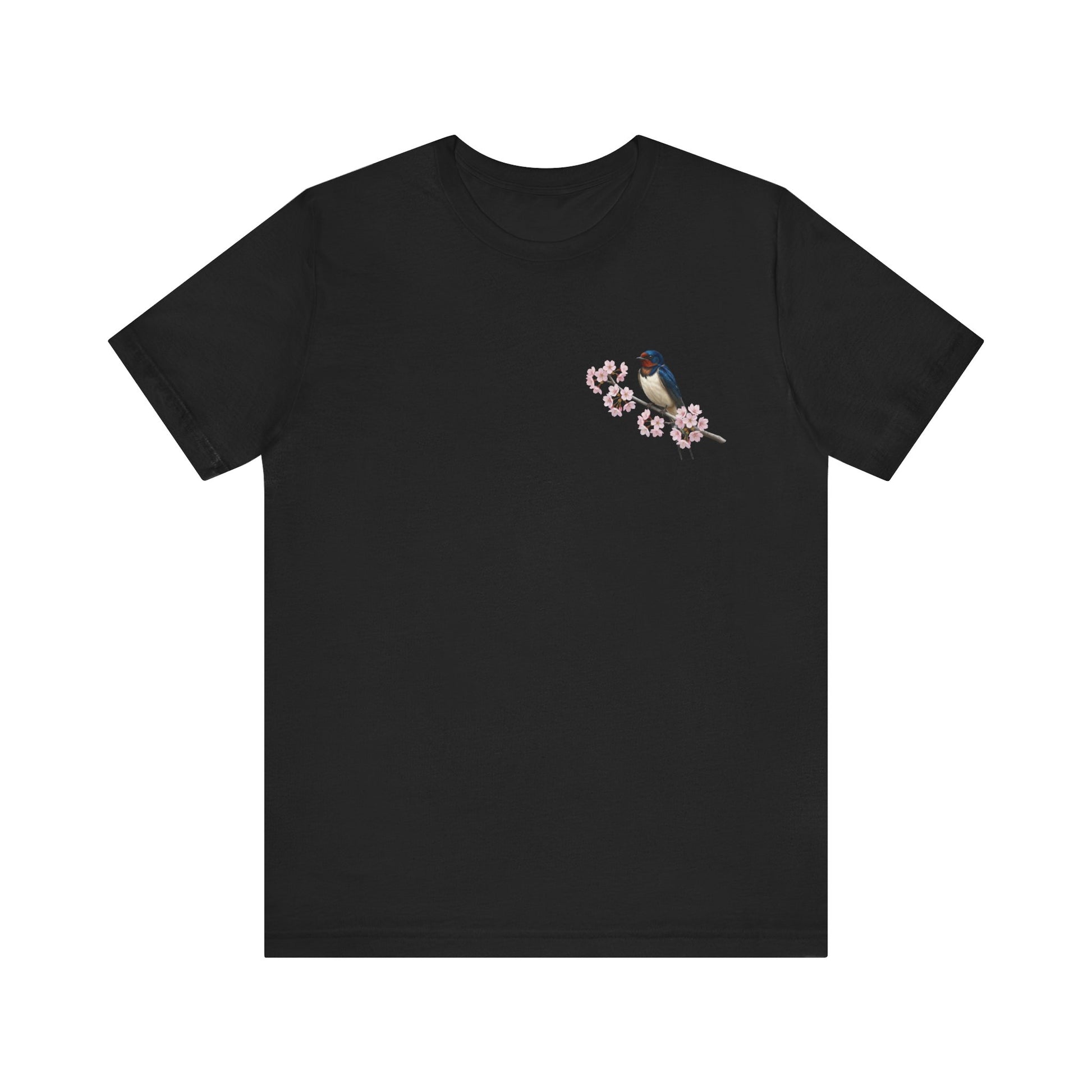 Barn Swallow Cherry Blossom T-Shirt | Floral Spring Tee for Bird Lovers